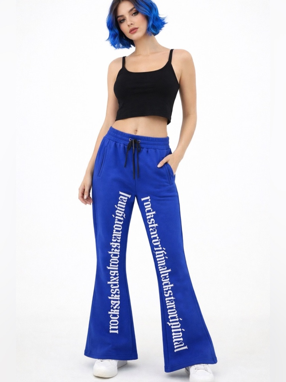 NWT Royal Blue Flare Sweatpants Gothic Lettering – Rockstar Original – Size XXL